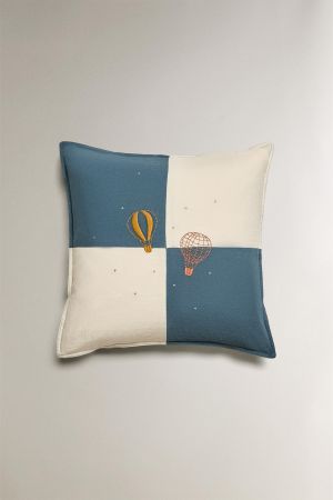 KIDS’ THROW PILLOW COVER WITH EMBROIDERED BALLOONS